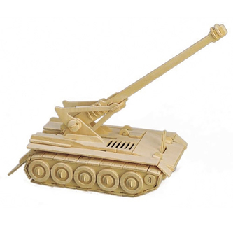 3D dřevěné puzzle Woodcraft Samohybné dělo - hnědé