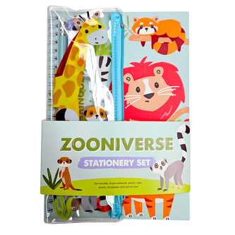 Sada zápisník  a penál se 6 psacími potřebami - Zooniverse