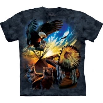 Tričko unisex The Mountain Blessing of Peace Native USA - šedé, XXL
