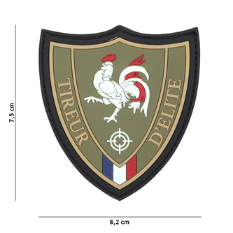 Gumová nášivka 101 Inc znak Tireur d élite - olivová