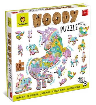 LUDATTICA Jednorožec dřevěné puzzle 48 dílků
