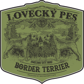 Samolepka Border terier - olivová