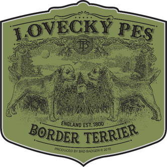 Samolepka Border terier - olivová