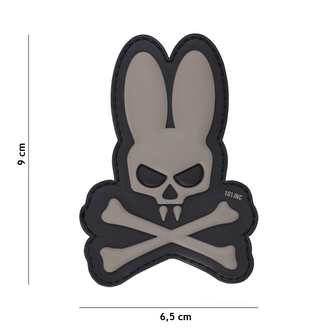 Gumová nášivka 101 Inc Skull Bunny - šedá