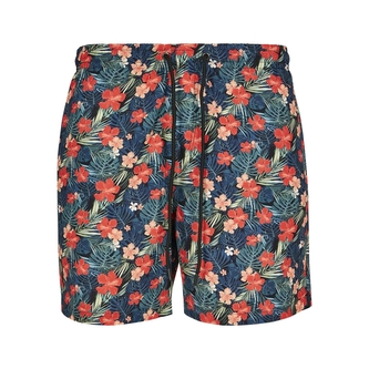 Plavky Urban Classics Pattern Tropical - červené-modré, 4XL