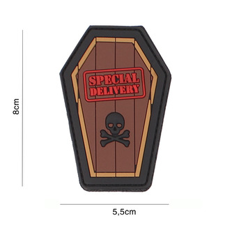 Gumová nášivka 101 Inc nápis Special Delivery - hnědá