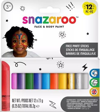 SNAZAROO Sada barev na obličej, 12 tužek