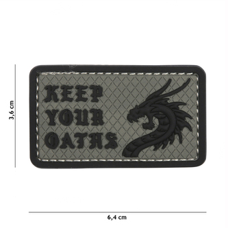 Gumová nášivka 101 Inc nápis Keep Your Oaths - šedá