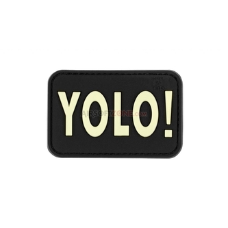 Gumová nášivka Jackets to Go nápis YOLO - černá