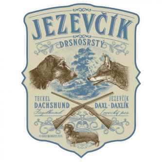 Samolepka Jezevčík a liška - béžová-modrá