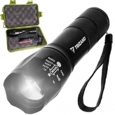 Taktická ruční hliníková svítilna Trizand T6 USB Zoom - černá