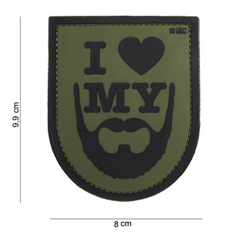 Gumová nášivka 101 Inc nápis I Love My Beard - olivová