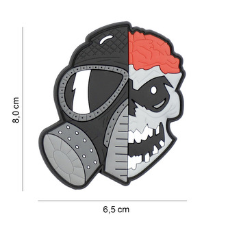 Gumová nášivka 101 Inc Skull Brain Gasmask - barevná