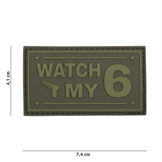 Gumová nášivka 101 Inc nápis Watch My 6 - olivová