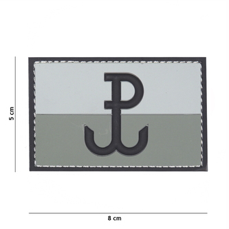 Gumová nášivka 101 Inc vlajka Polish Special Forces - šedá