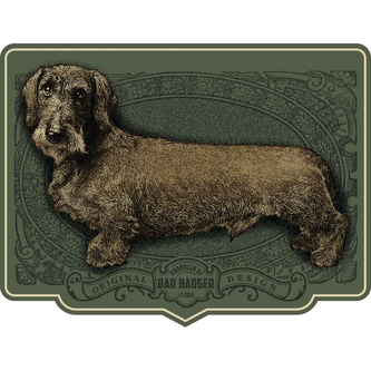 Samolepka Jezevčík drsnosrstýý - olivová-hnědá