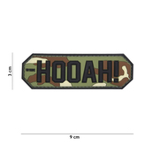 Gumová nášivka 101 Inc nápis Hooah! - woodland