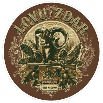 Samolepka Muflon Lovu zdar - hnědá-béžová