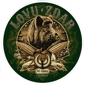 Samolepka Kanec Lovu zdar 10x10 cm - zelená-béžová