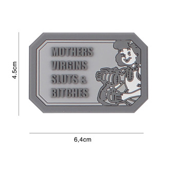 Gumová nášivka 101 Inc nápis Mothers Virgins Sluts - šedá