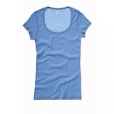 Tričko Bella Sheer Mini Rib - modré, M