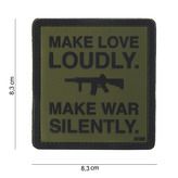 Gumová nášivka 101 Inc nápis Make loud loudly - olivová