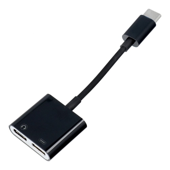 Adaptér HF/audio + nabíjení, USB C na 2x USB C (female), barva černá