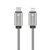 Datový kabel Forcell Metal, USB C na Lightning, QC 3.0, PD 27W, délka 1m, barva stříbrná