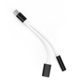 Adaptér HF/audio + nabíjení, USB C na 1x Jack 3,5mm 1x USB C (female), barva černá