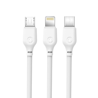Datový kabel 3v1 XO-NB103, USB A na Micro USB, Lightning, USB C, délka 1m, barva bílá