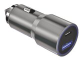 Autonabíječka 2xUSB 38W/USB-A USB-C/stříbrná šeď/cable lightning