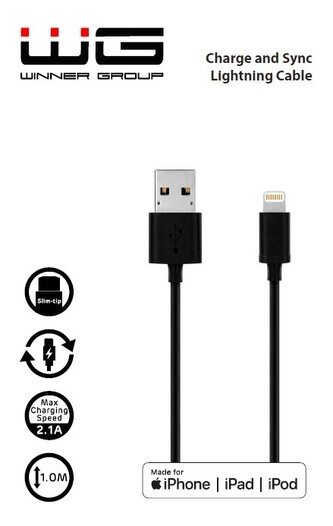 Walnut kabel - MFI Lightning (Černá)