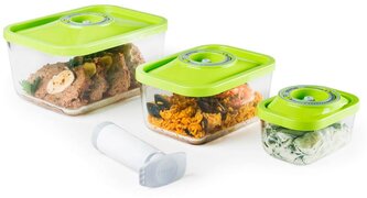 STATUS 4dílný set skleněných vakuových dóz 181024, zelená