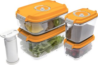 STATUS 5dílný set vakuových dóz 157534, oranžová