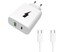 Síťová nabíječka 2xUSB 43W/25W USB-C PD3.0/PPS/QC4+ 18W (1m Type-C to Type-C kabel) (Bílá)