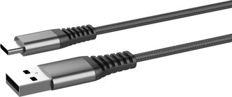 Datový kabel Type C-USB-A 2m/3A/nylon braided/černý