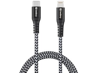 Sandberg Survivor nabíjecí kabel PD 20W USB-C do Lightning, 1m, černo-bílá