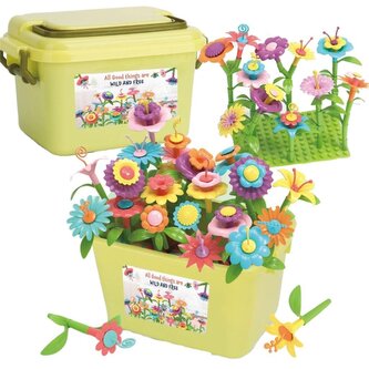 Klocki konstrukcyjne kwiatki w kuferku 135el