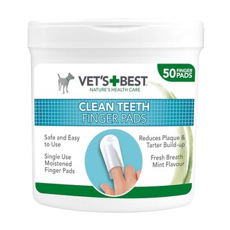 VET´s BEST Čistíci utěrky na zuby pro psy 50 ks