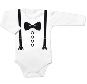 Body dlouhý rukáv, Elegán - bílé, vel. 62; 62 (2-3m)