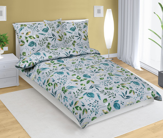 Povlečení bavlněné - Lupínek zelená, khaki, šedá - 140x200, 70x90 cm Povlečení bavlněné - Lupínek zelená, khaki, šedá - 140x200, 70x90 cm