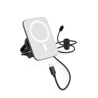 Epico Qi2 Mag+ Ultrathin Car Charger wireless charging 15W - stříbrná/bílá