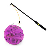 Lampion Halloween pavouci 25 cm se svítící hůlkou 40 cm