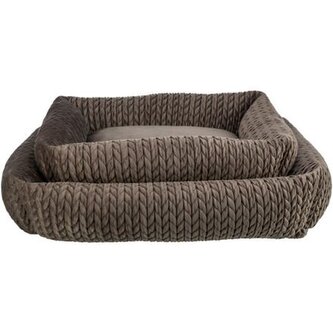 Obdélníkový pelech LIVIA sametový, hnědá - 65 x 50 cm