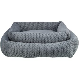 Obdélníkový pelech LIVIA sametový, šedá - 65 x 50 cm