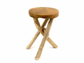 Dřevěná stolička Teak 17x22 cm