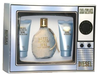 Diesel Fuel For Life Denim Collection Femme toaletní voda 50 ml + sprchový gel 50 ml + tělové mléko 50 ml + toaletní voda Fuel For Life Denim Homme 1,5 ml