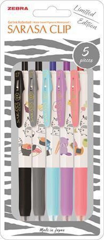 Sada gelových per "Sarasa Clip Kawai Animal", 0,33 mm, stiskací mechanismus, ZEBRA 48267