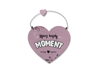 Nekupto Dřevěná cedule srdce Užívej každý moment Sladký domov