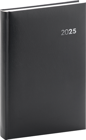 Diář 2025: Balacron - černý, denní, 13 × 18 cm